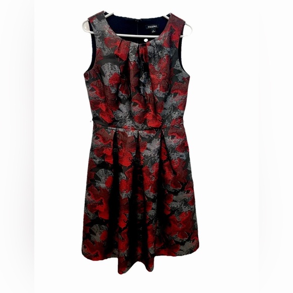 Roz & Ali Size 8 Structured Fit & Flare Red, Black & Silver Cocktail Dress - Picture 1 of 8